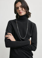 High-neck twist blouse black