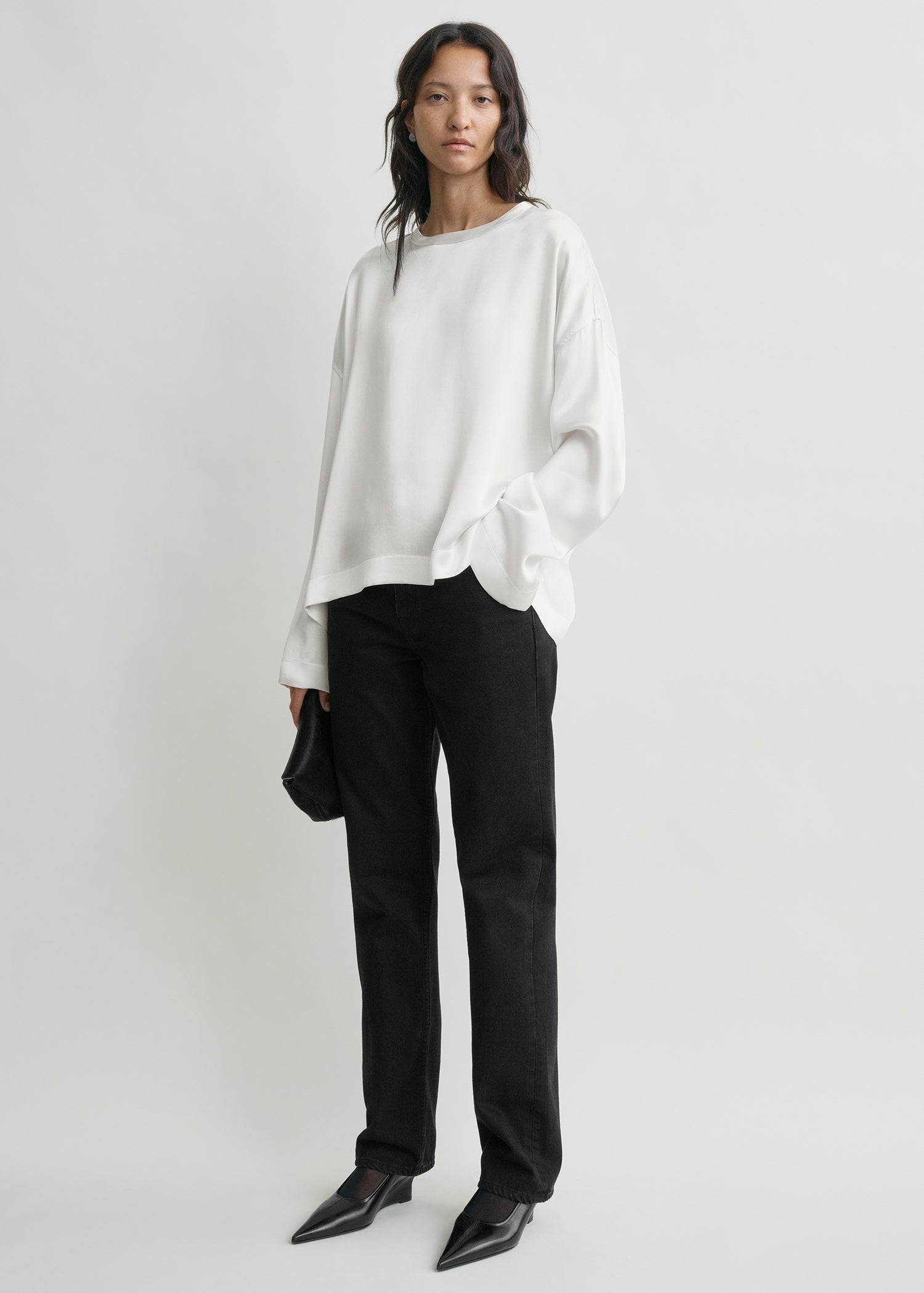 Boxy satin top white