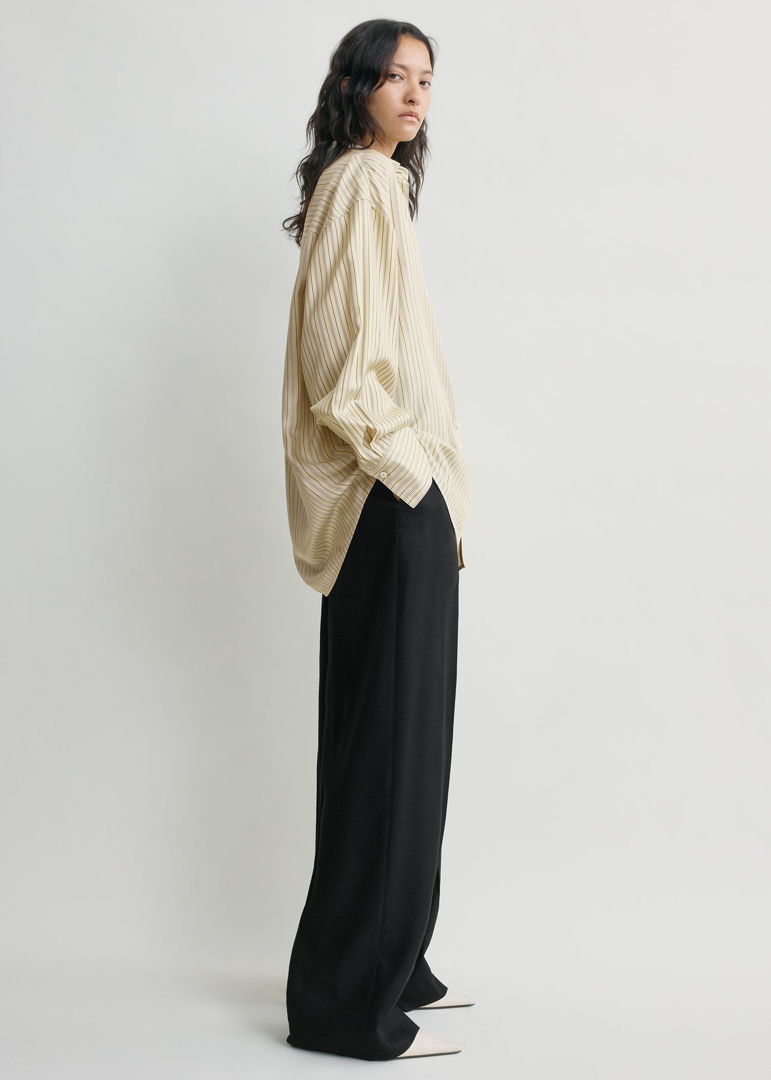 Oversized striped shirt beige/brown