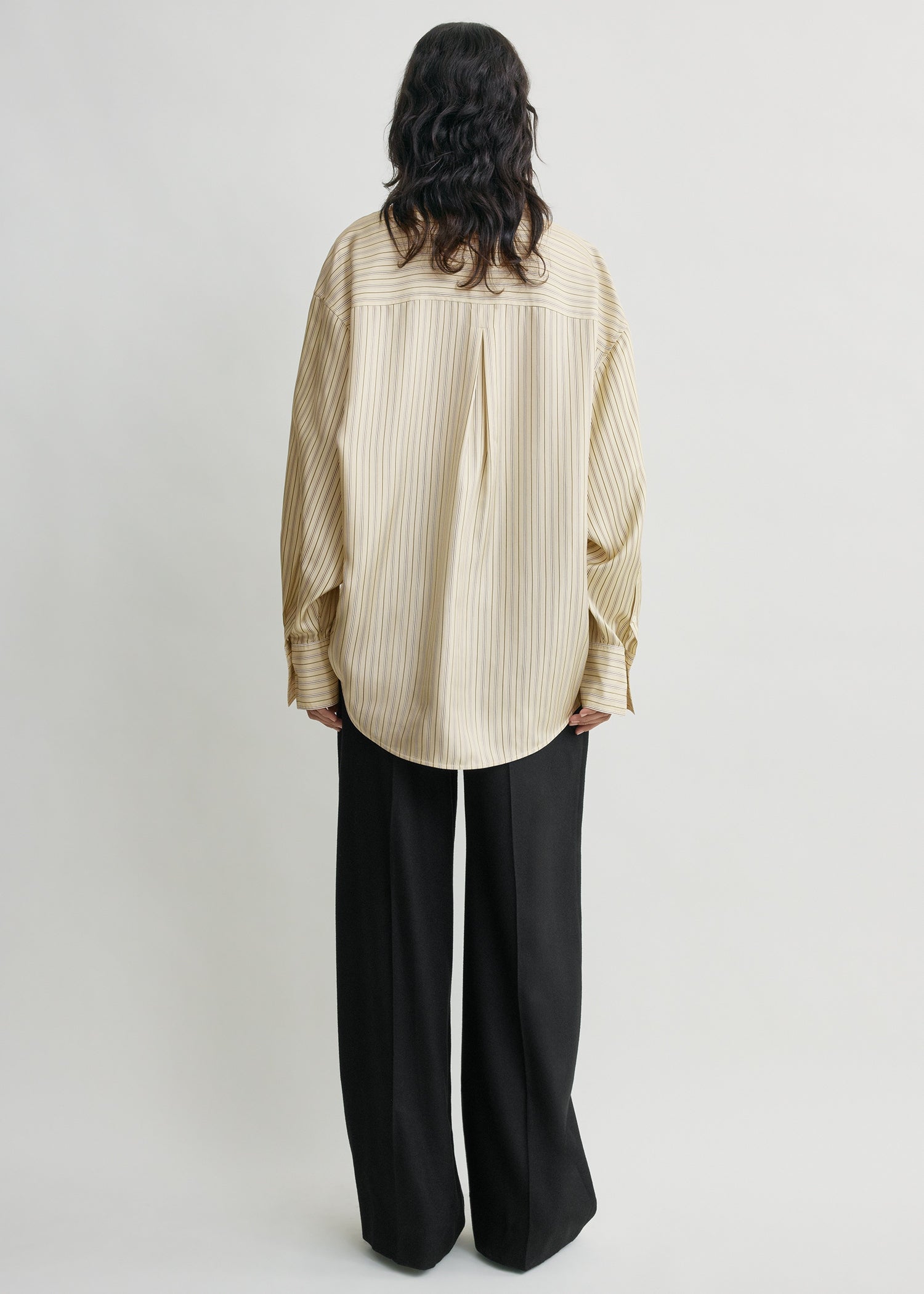 Oversized striped shirt beige/brown