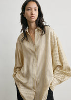 Oversized striped shirt beige/brown