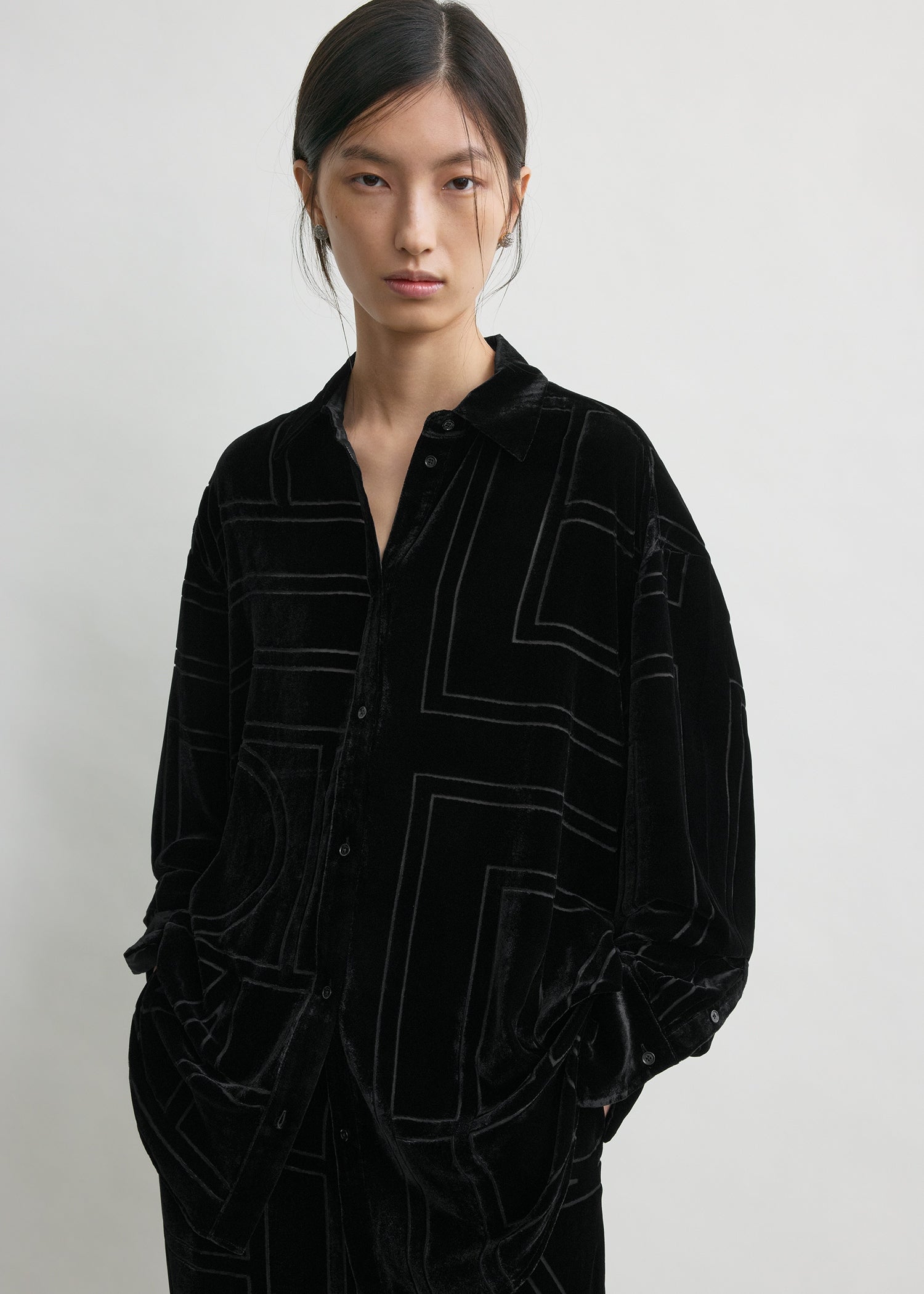 Oversized devoré shirt black