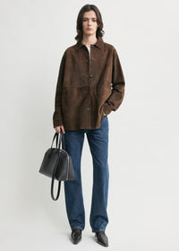 Soft suede overshirt bark
