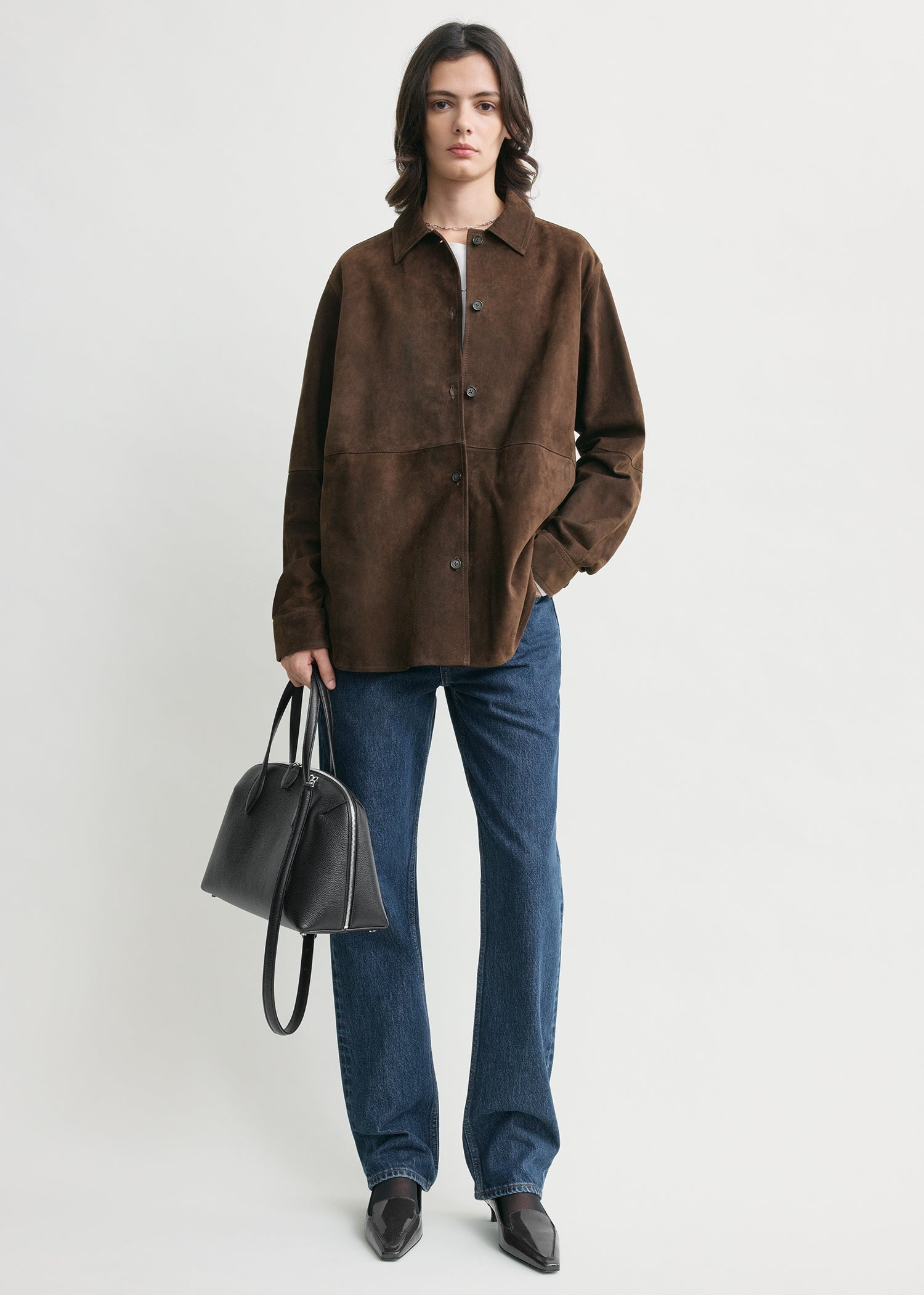 Soft suede overshirt bark