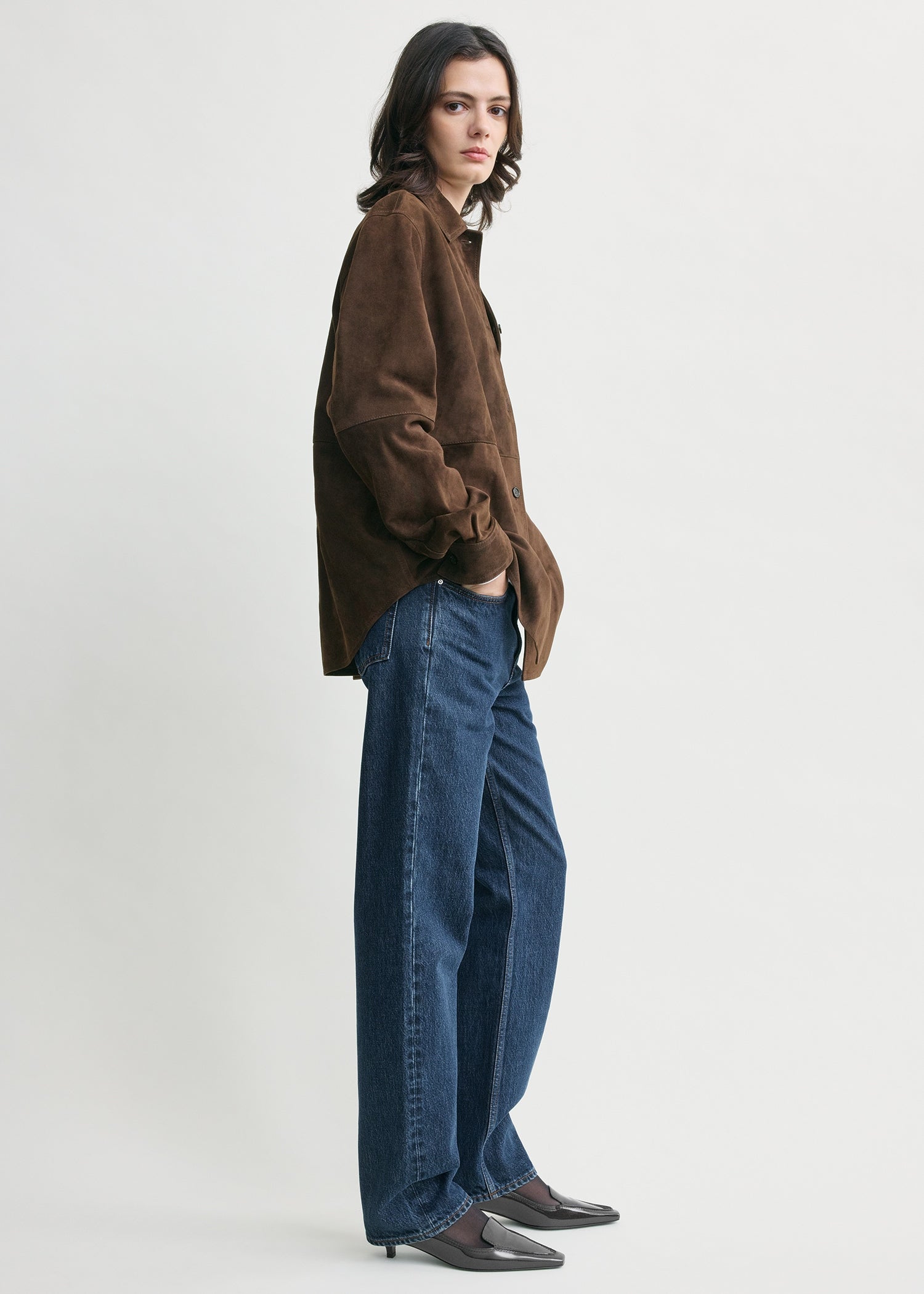 Soft suede overshirt bark