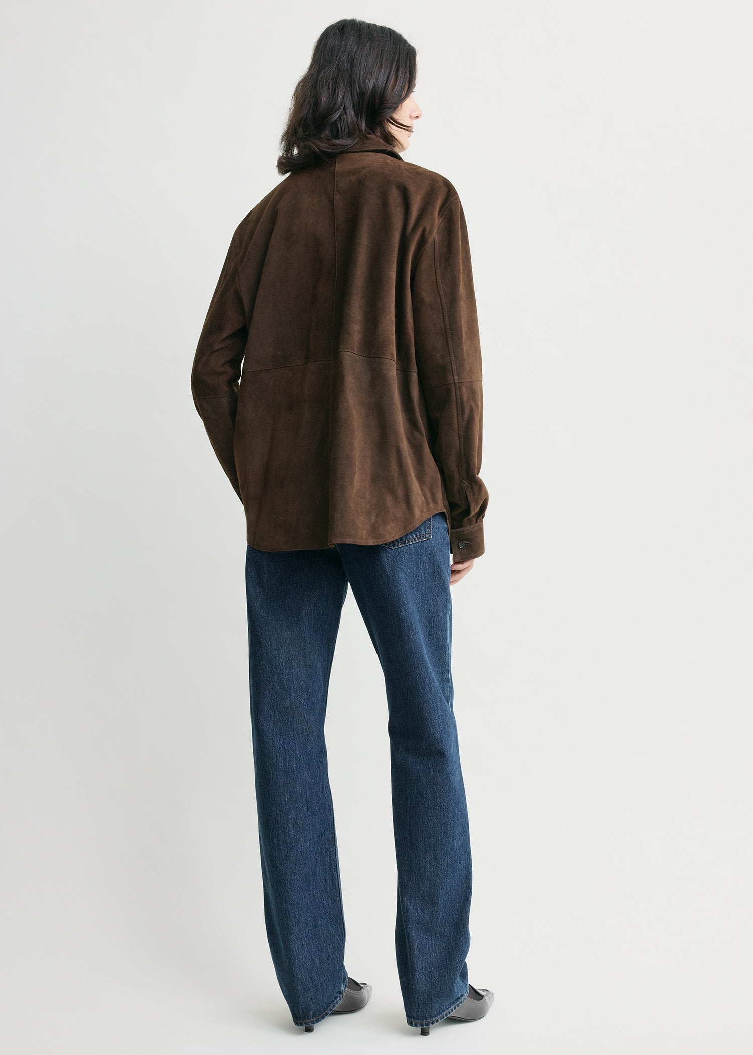 Soft suede overshirt bark