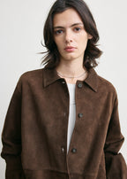 Soft suede overshirt bark
