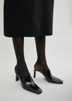 Bar leather mules black