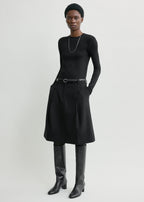 Tailored pleat skirt black