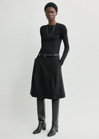 Tailored pleat skirt black
