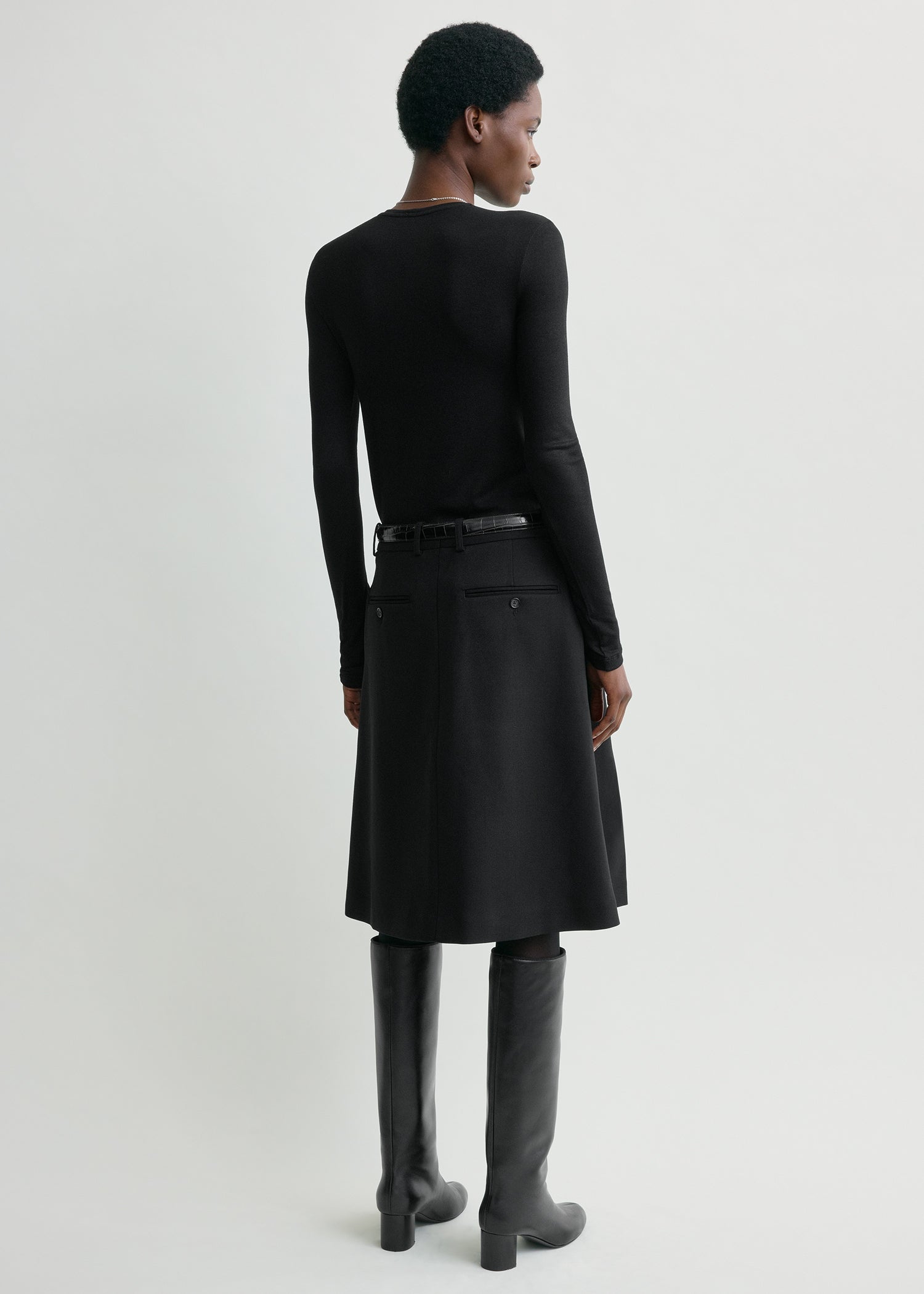 Tailored pleat skirt black