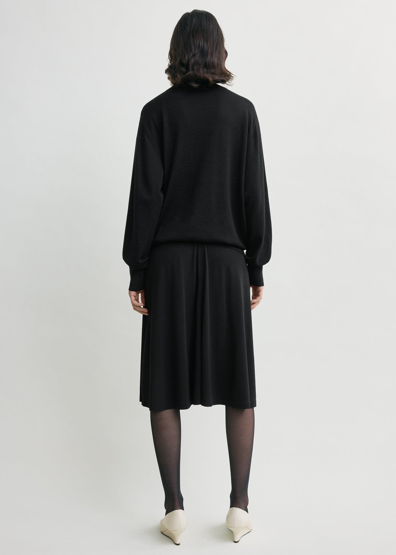 Short fluid jersey skirt black