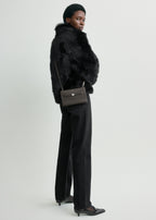 Belted leather crossbody bark