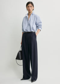 Wide flannel trousers navy