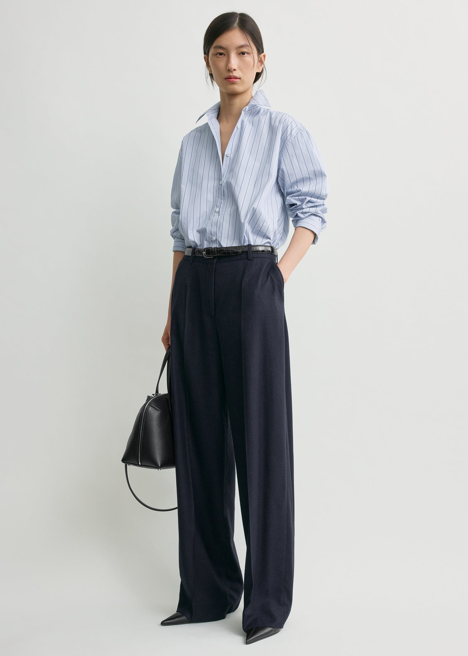 Wide flannel trousers navy