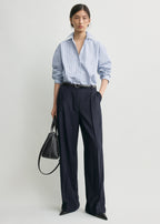 Wide flannel trousers navy