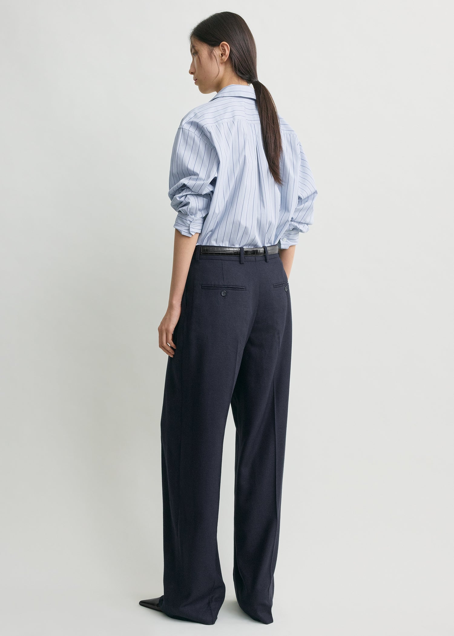 Wide flannel trousers navy