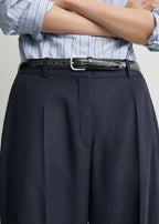 Wide flannel trousers navy