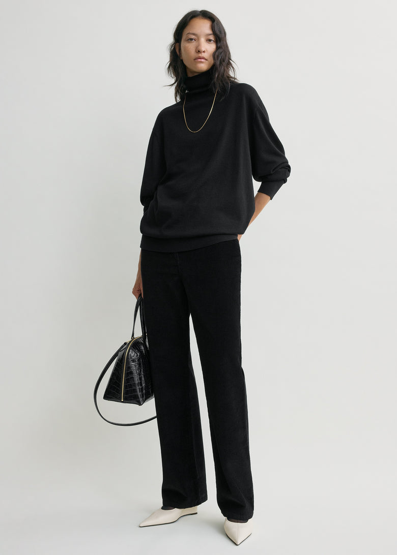 Straight cord trousers black