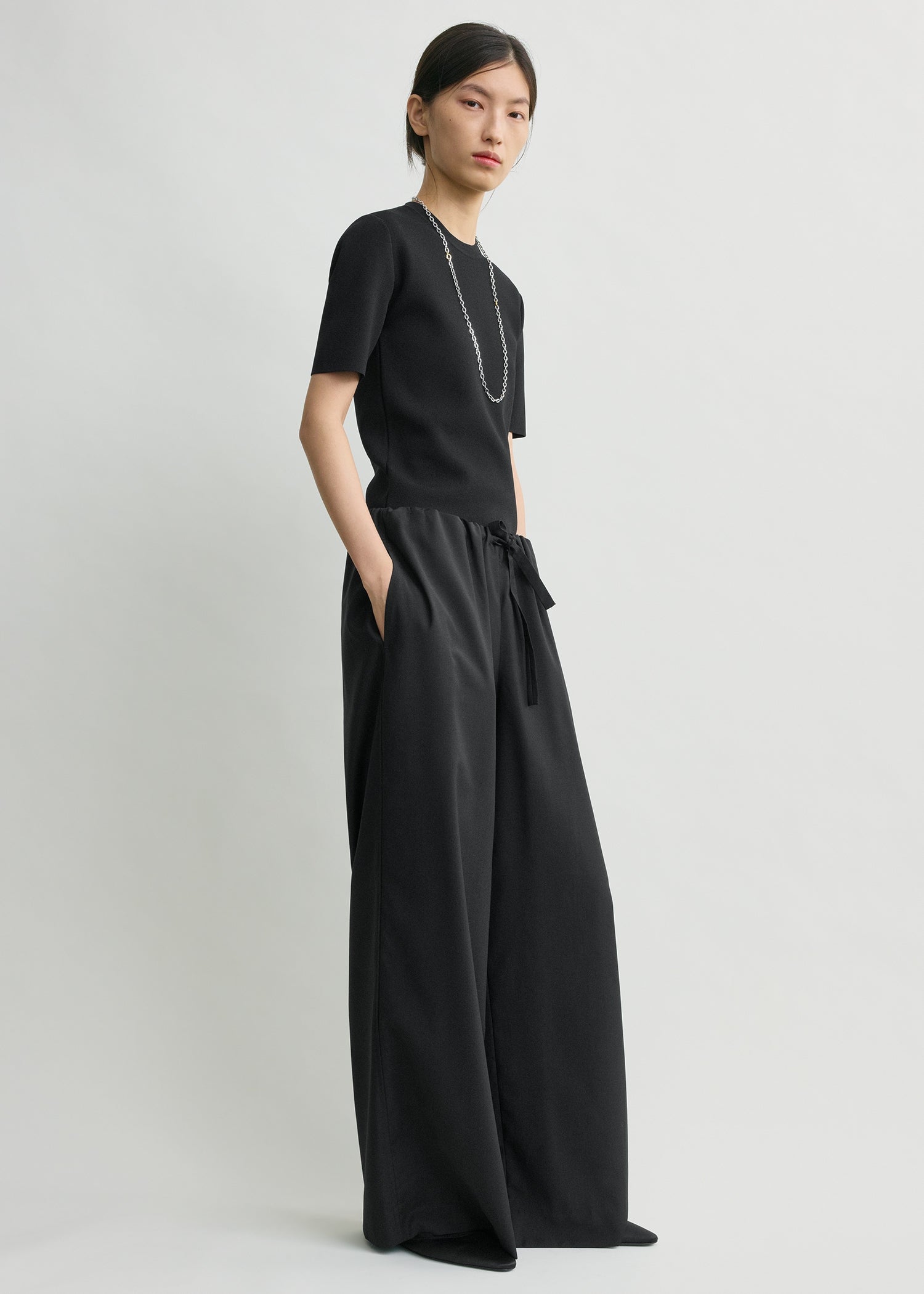 Drawstring dinner trousers black