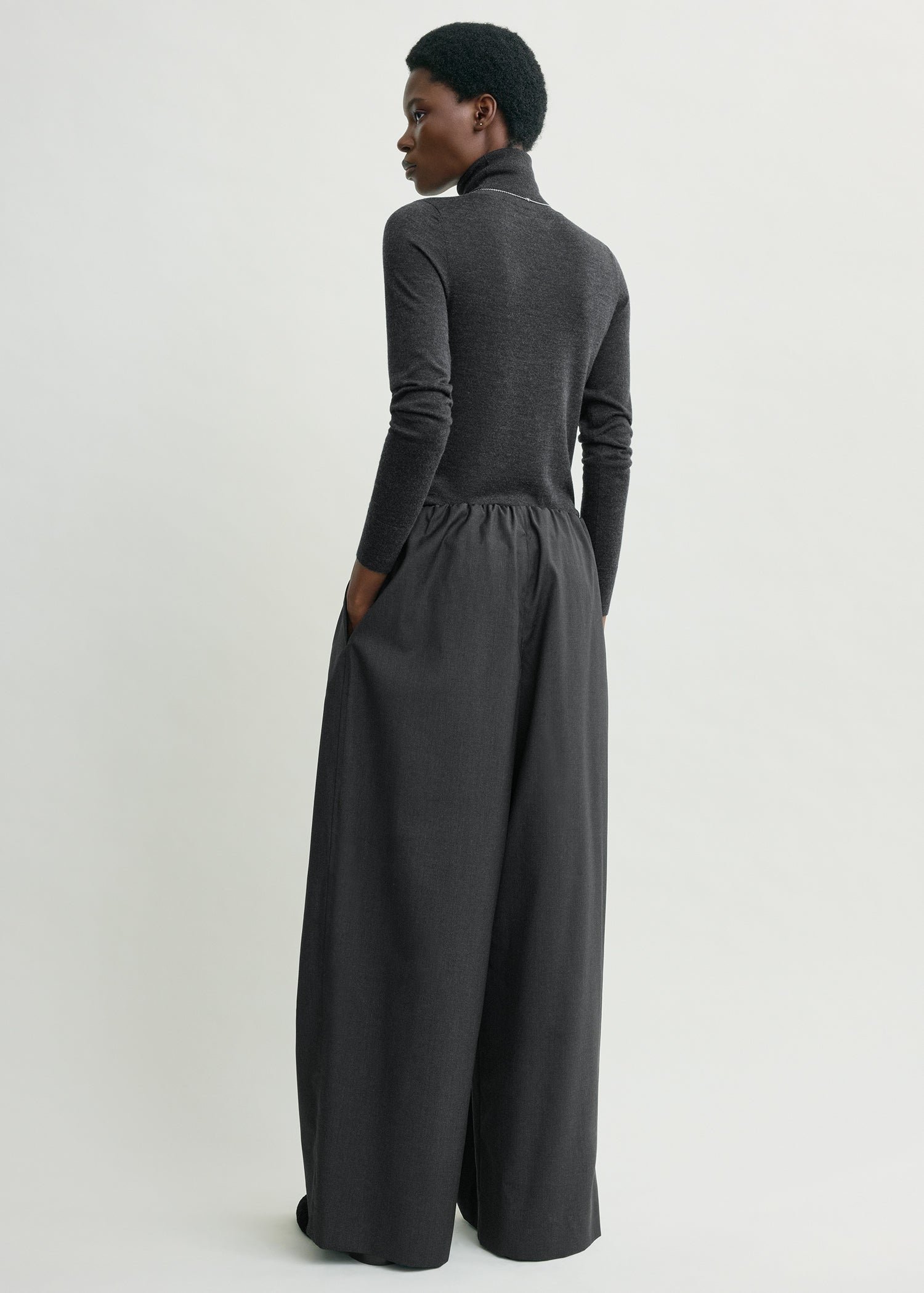 Drawstring dinner trousers charcoal melange