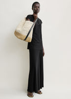 Belted paper tote ecru/vanilla