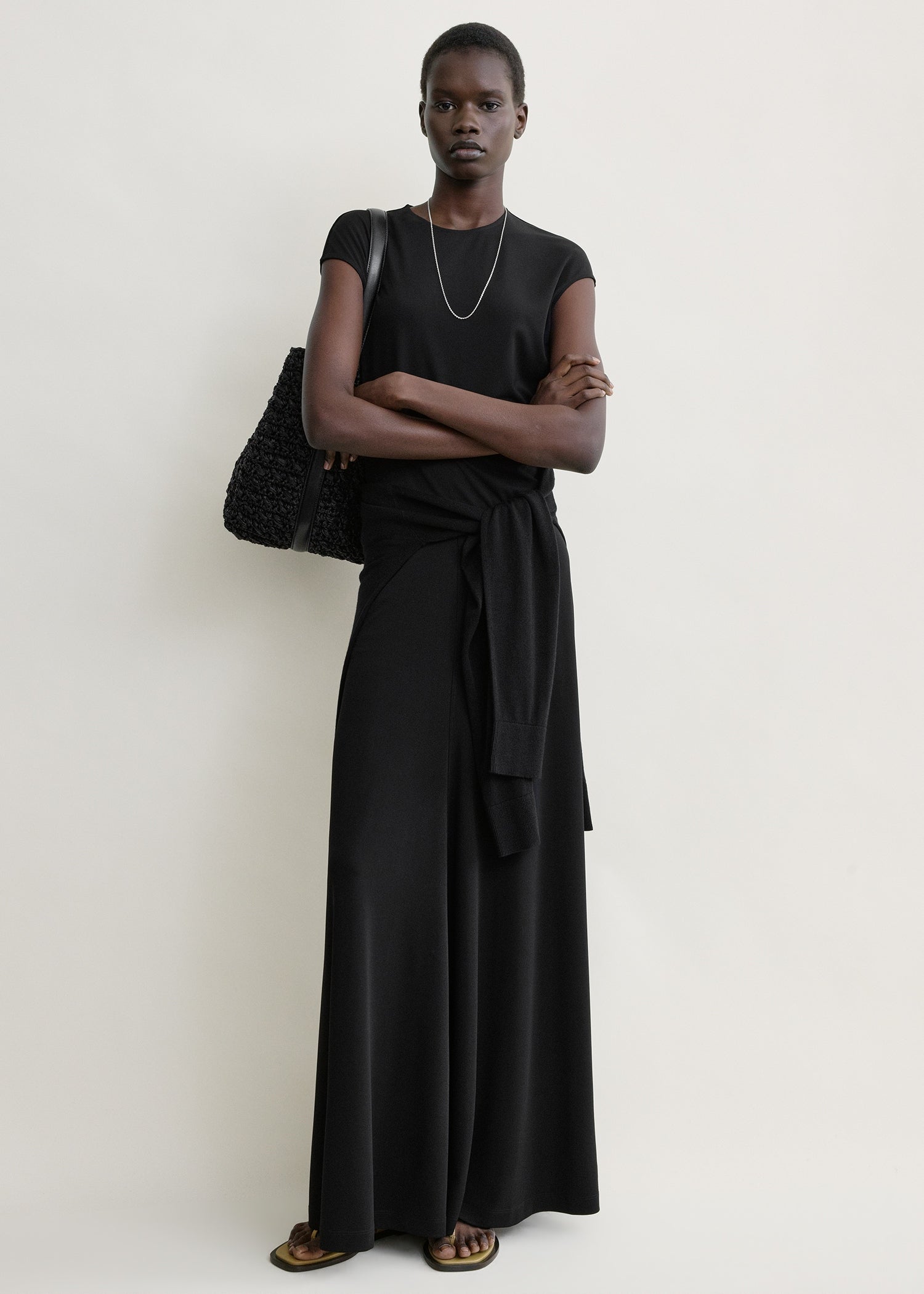 Flared jersey skirt black