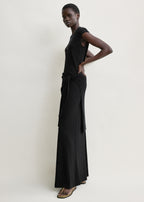 Flared jersey skirt black