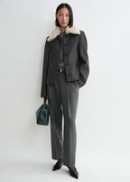 Shearling collar jacket mid grey