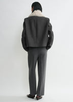 Shearling collar jacket mid grey