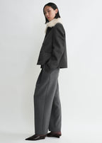 Shearling collar jacket mid grey