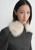 Shearling collar jacket mid grey