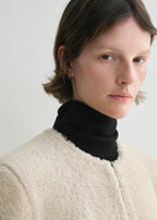 Zipped teddy shearling coat cream