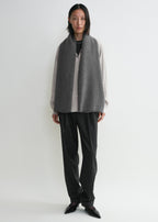 Wide classic wool scarf mid grey