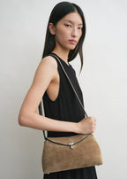 T-lock suede clutch tobacco