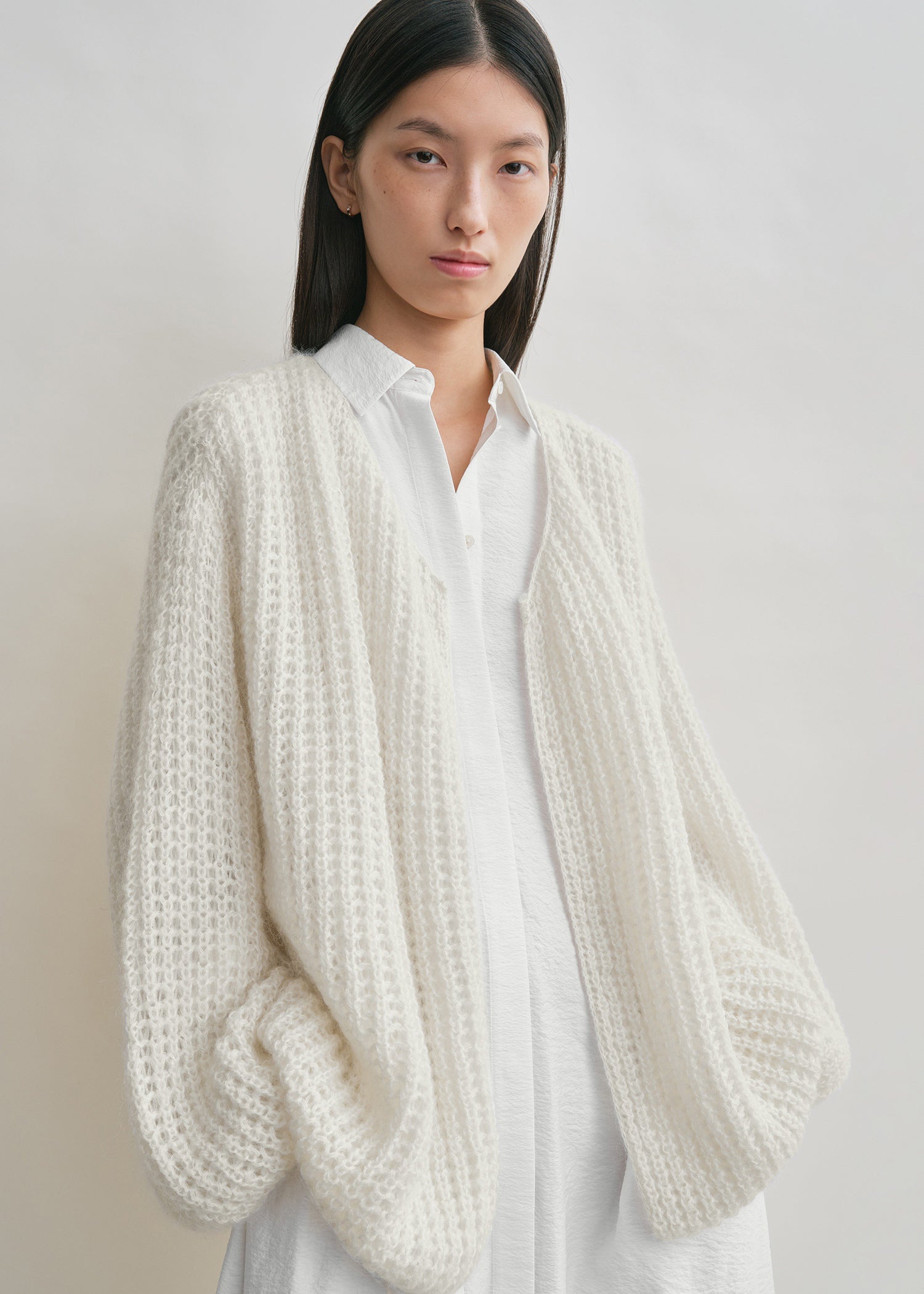Puffed cardigan off-white