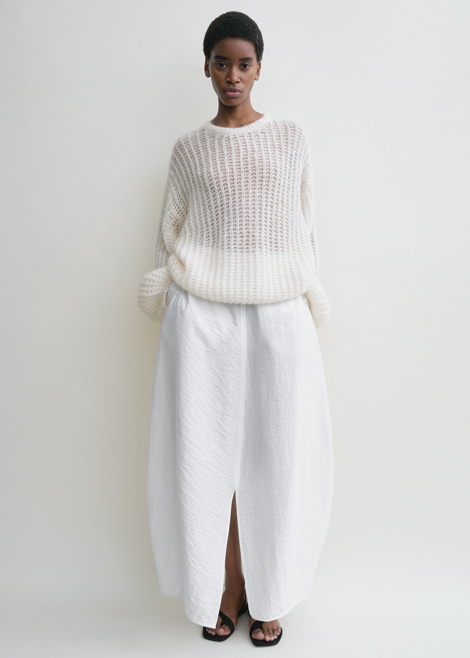 Puffed knit off-white