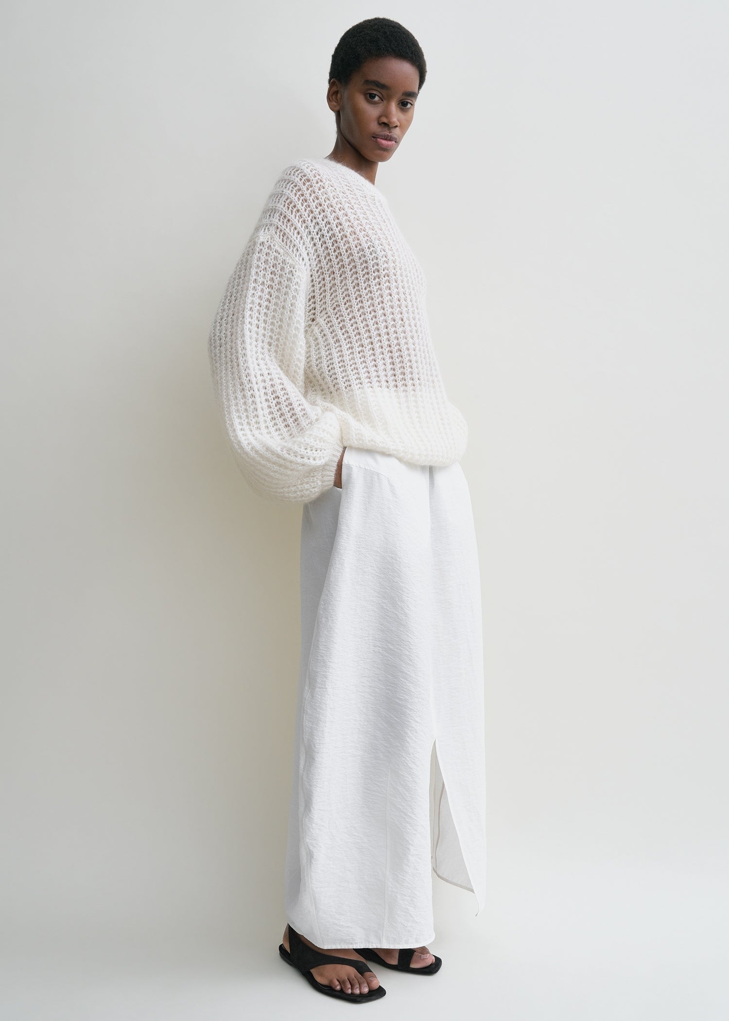 Puffed knit off-white