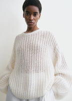 Puffed knit off-white