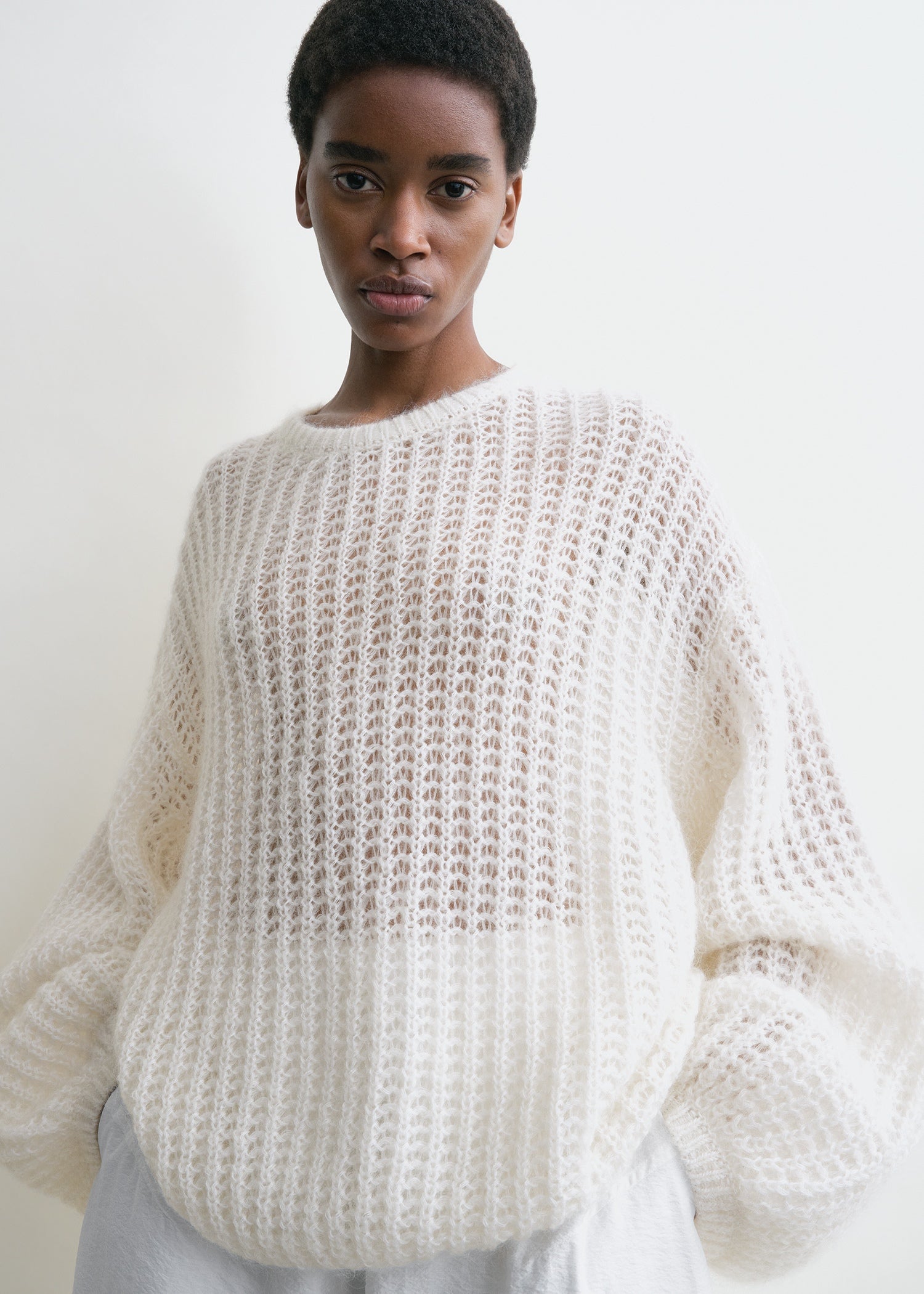 Puffed knit off-white
