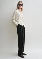 Raglan-sleeve cashmere cardigan talc