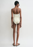 Monogram strapless swimsuit ecru/straw