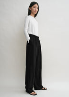 Double-pleat summer trousers black