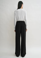Double-pleat summer trousers black