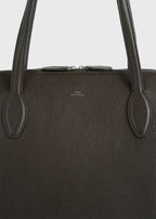 Grained-leather day tote dark chocolate