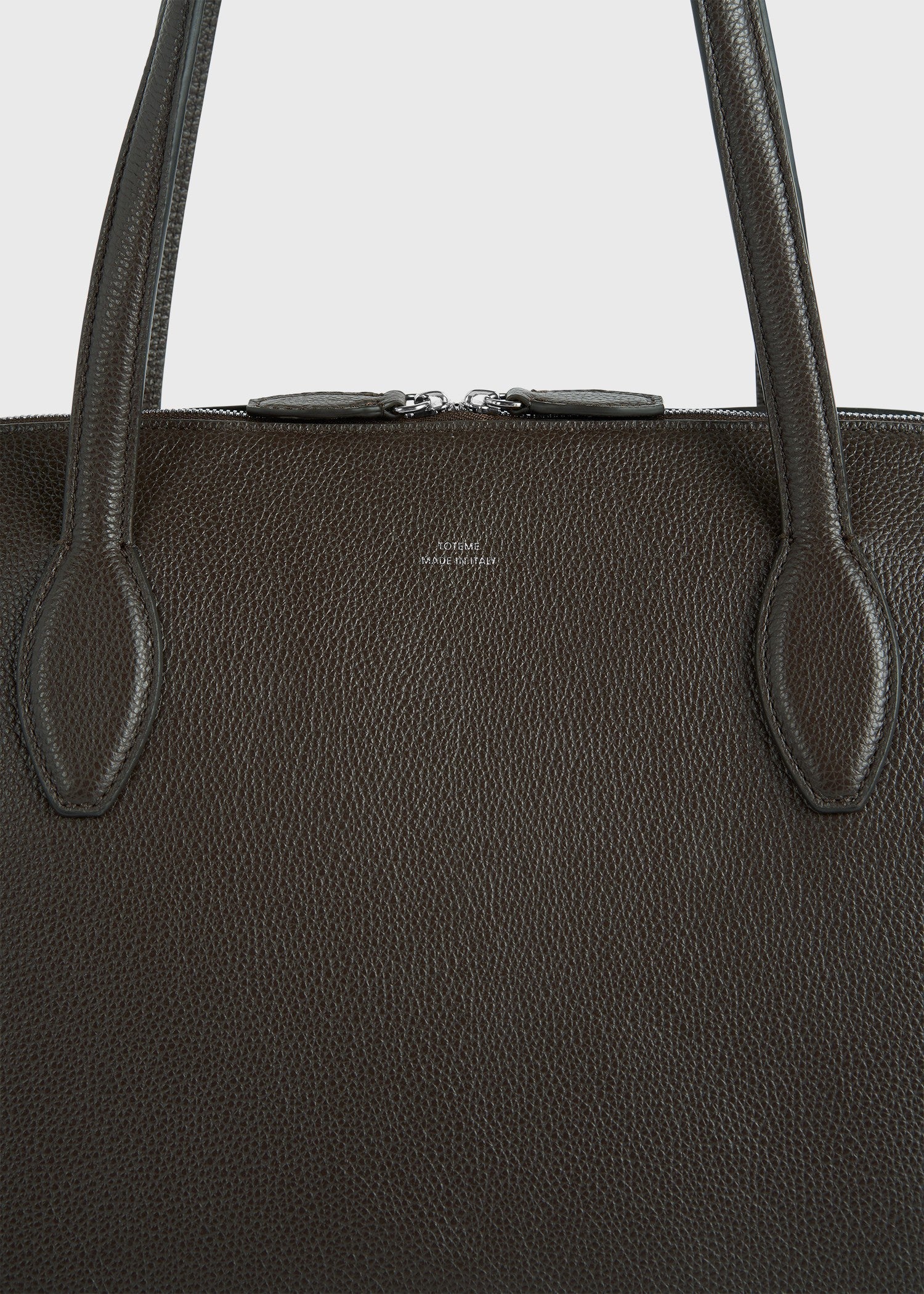 Grained-leather day tote dark chocolate