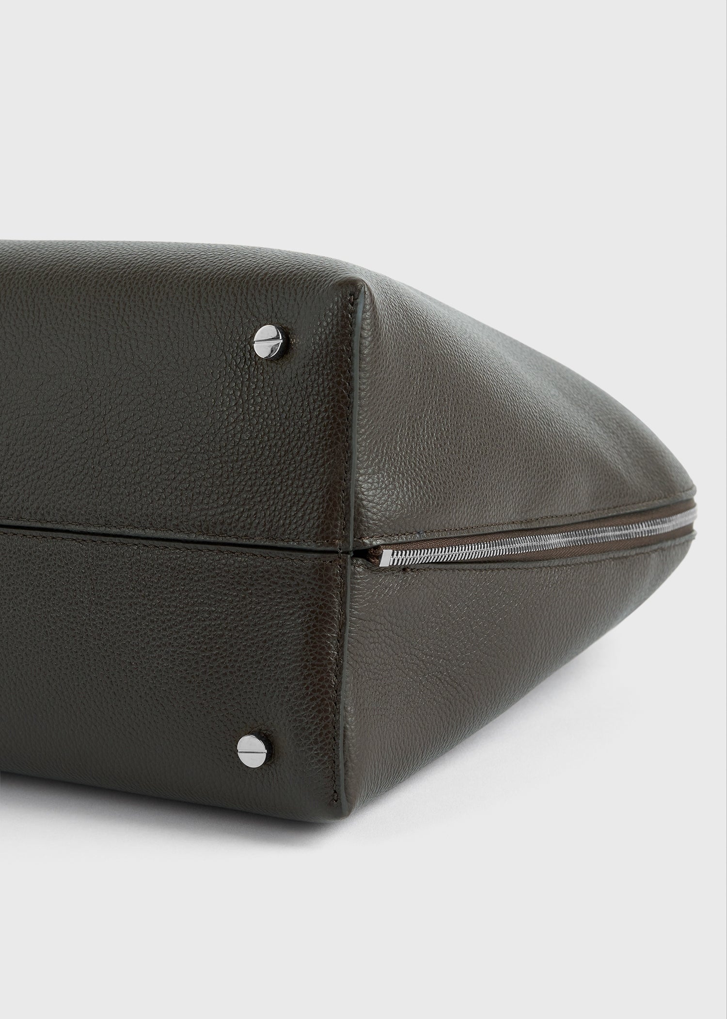 Grained-leather day tote dark chocolate