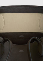 Grained-leather day tote dark chocolate