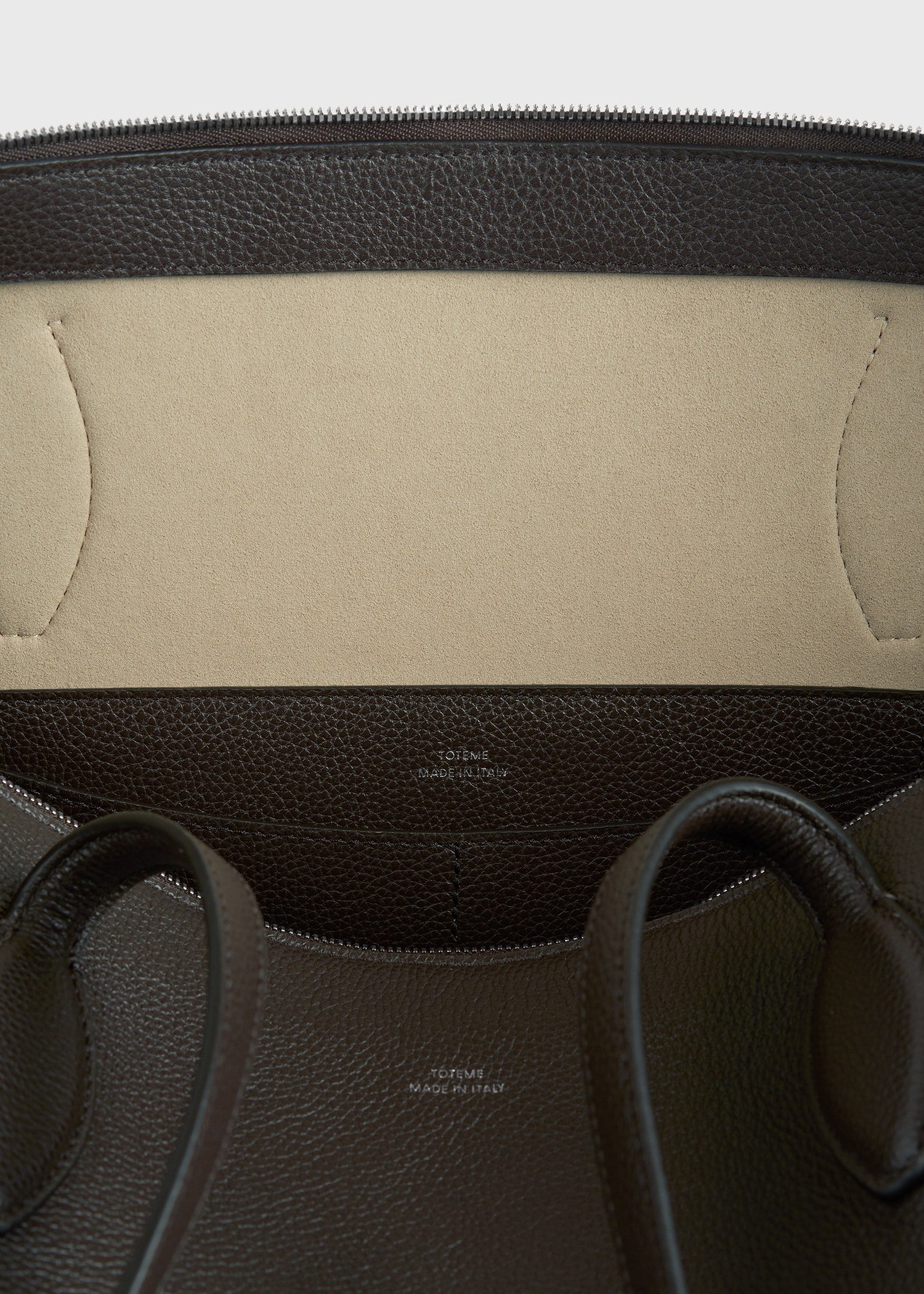 Grained-leather day tote dark chocolate