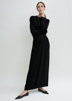 Long-sleeve slouch waist dress black petite